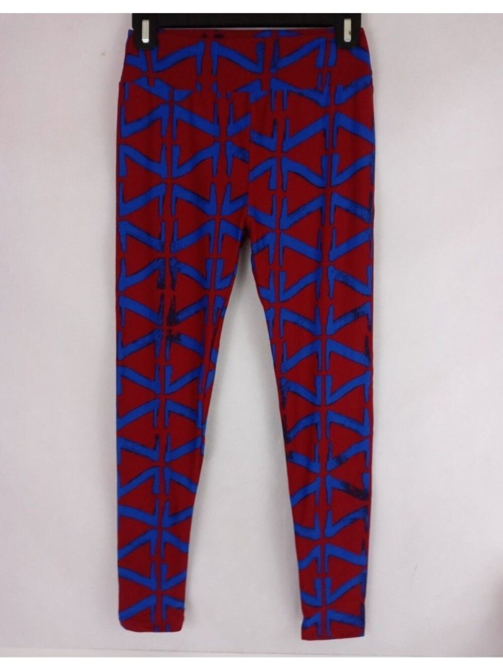 LuLaRoe Leggings OS Red With Blue Designs